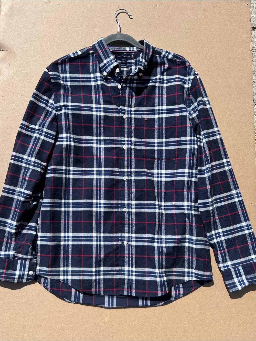 Tommy Hilfiger Navy, White & Red Plaid Button-Down Shirt